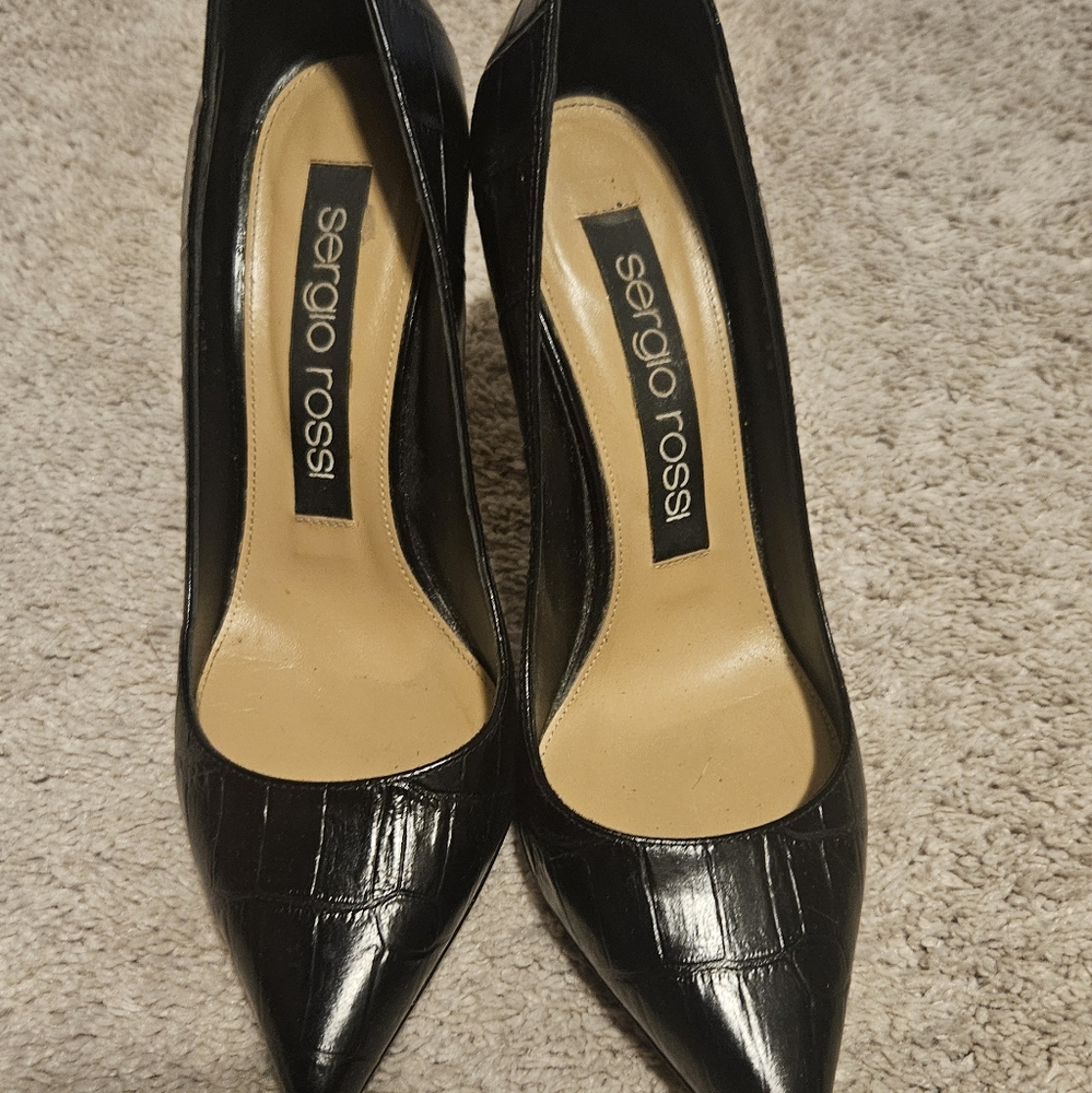 Sergio Rossi Godiva 90 croc effect leather pump - Picture 1 of 5